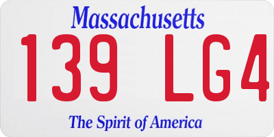 MA license plate 139LG4