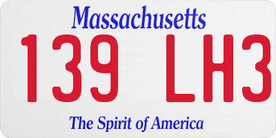 MA license plate 139LH3