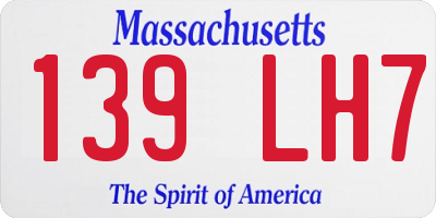 MA license plate 139LH7