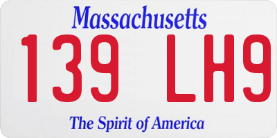 MA license plate 139LH9