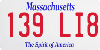 MA license plate 139LI8