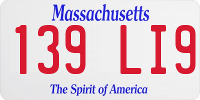 MA license plate 139LI9