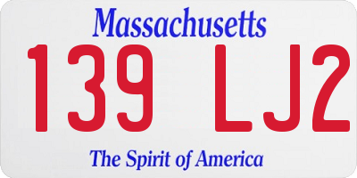 MA license plate 139LJ2