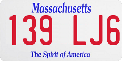 MA license plate 139LJ6