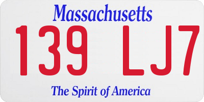 MA license plate 139LJ7