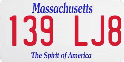 MA license plate 139LJ8
