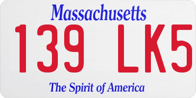 MA license plate 139LK5