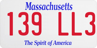 MA license plate 139LL3