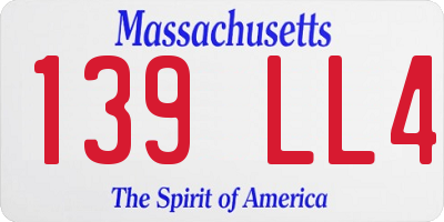 MA license plate 139LL4
