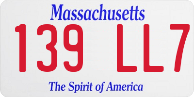 MA license plate 139LL7
