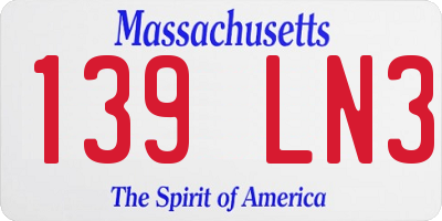 MA license plate 139LN3