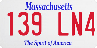 MA license plate 139LN4