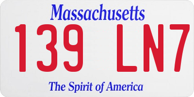 MA license plate 139LN7