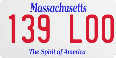 MA license plate 139LO0