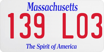 MA license plate 139LO3