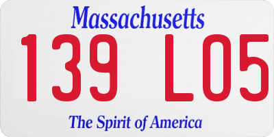 MA license plate 139LO5