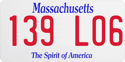 MA license plate 139LO6