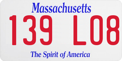MA license plate 139LO8