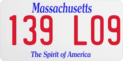 MA license plate 139LO9