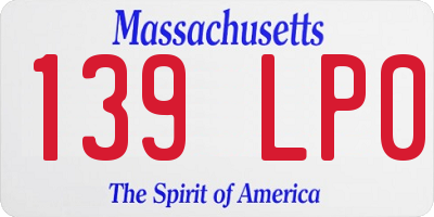 MA license plate 139LP0