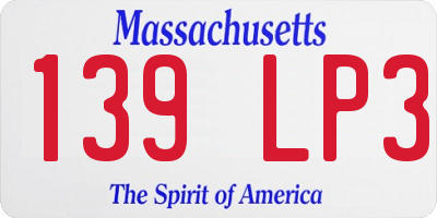 MA license plate 139LP3