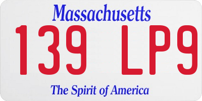 MA license plate 139LP9