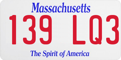 MA license plate 139LQ3