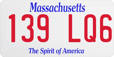 MA license plate 139LQ6