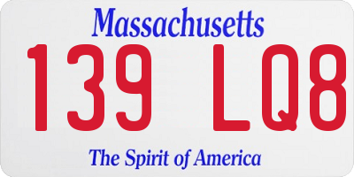 MA license plate 139LQ8