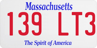 MA license plate 139LT3