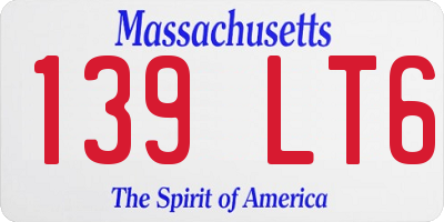 MA license plate 139LT6