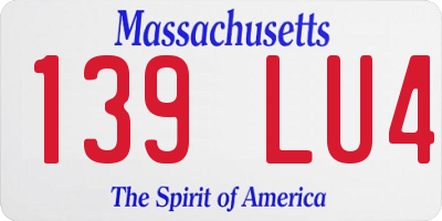 MA license plate 139LU4