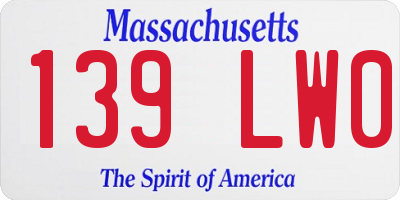 MA license plate 139LW0