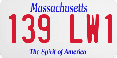 MA license plate 139LW1
