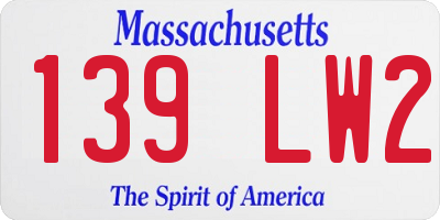 MA license plate 139LW2