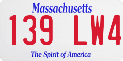 MA license plate 139LW4