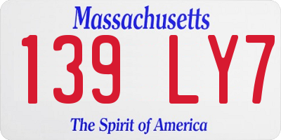 MA license plate 139LY7