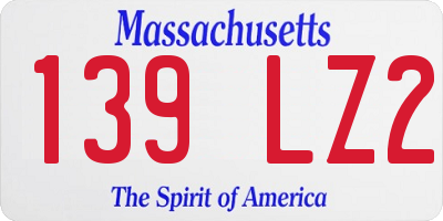 MA license plate 139LZ2