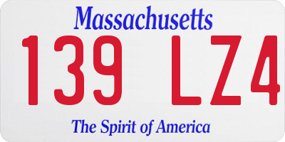 MA license plate 139LZ4