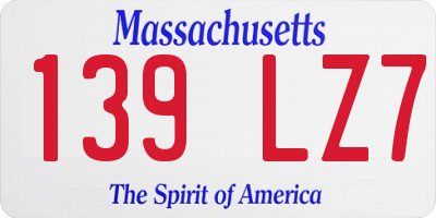 MA license plate 139LZ7