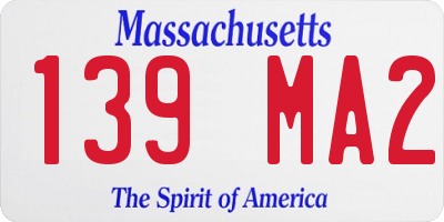 MA license plate 139MA2