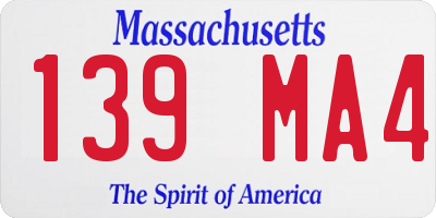 MA license plate 139MA4