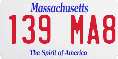 MA license plate 139MA8