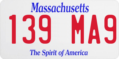 MA license plate 139MA9