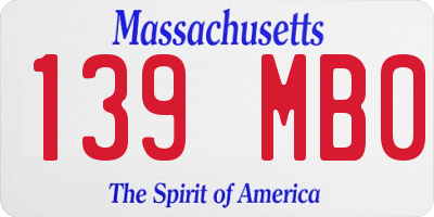 MA license plate 139MB0