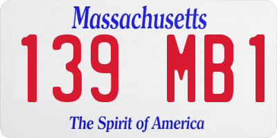 MA license plate 139MB1
