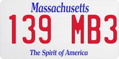 MA license plate 139MB3