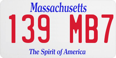 MA license plate 139MB7