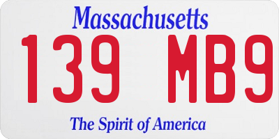 MA license plate 139MB9