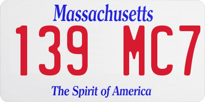 MA license plate 139MC7